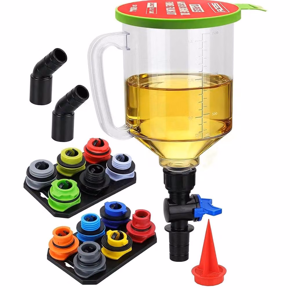 Ventryn 18-Piece Engine Oil Funnel Kit with 12 Adapters and Magnetic Tray in Transparent Multicolour – 4
