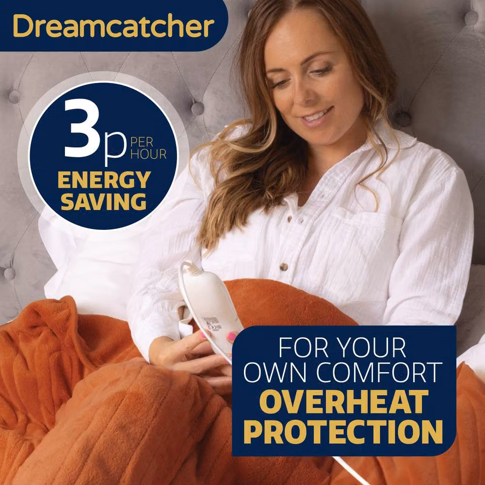 Dreamcatcher Terracotta Fleece Electric Heated Double Throw Blanket, W/D/H: 160 x 120 cm – 3
