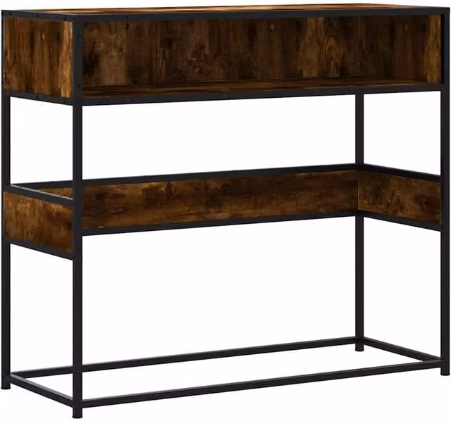 Berkfield Home Smoked Oak Console Table in Brown, W/D/H: 90 x 35 x 80 cm