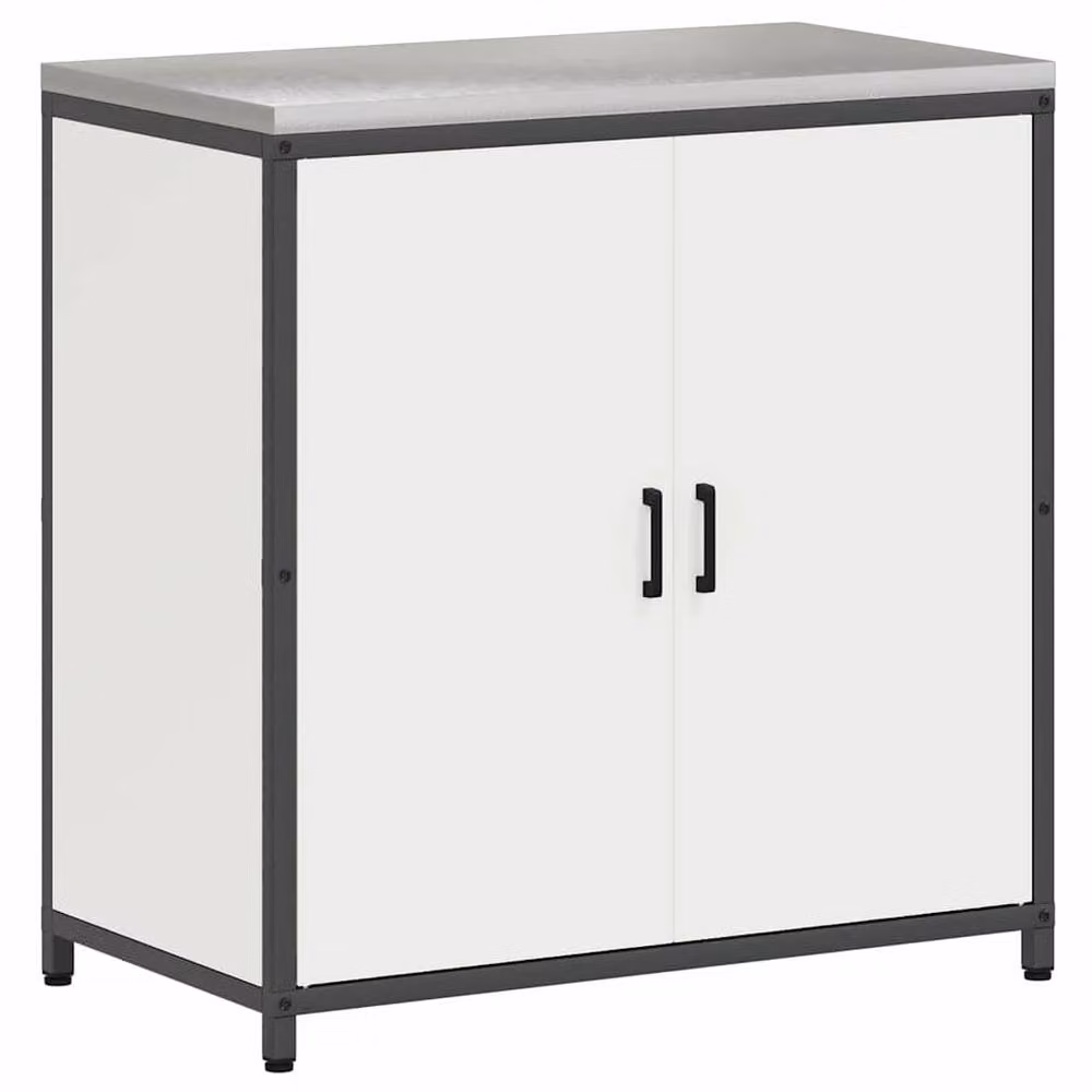 Berkfield Home Modern 2-Piece White Metal Kitchen Storage Unit with Hinged Doors and Open Shelves – 3