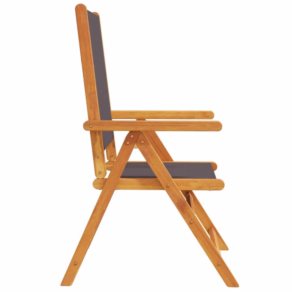 Berkfield Home Set of 6 Reclining Garden Chairs in Anthracite Fabric and Oiled Acacia Wood – 4