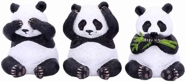 Nemesis Now Three Wise Pandas Bear Ornaments, Black, Height: 8.5 cm
