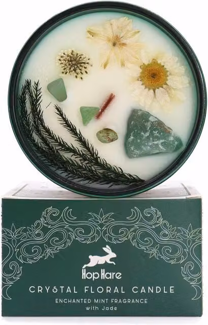 Hop Hare Crystal Magic Flower Candle The Magician in Green