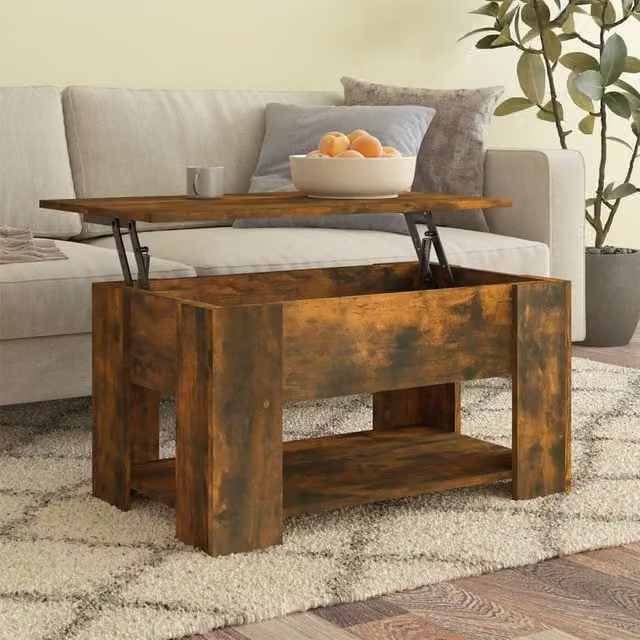 Berkfield Home Modern Smoked Oak Coffee Table in Brown, W: 79 cm, D: 49 cm, H: 41 cm
