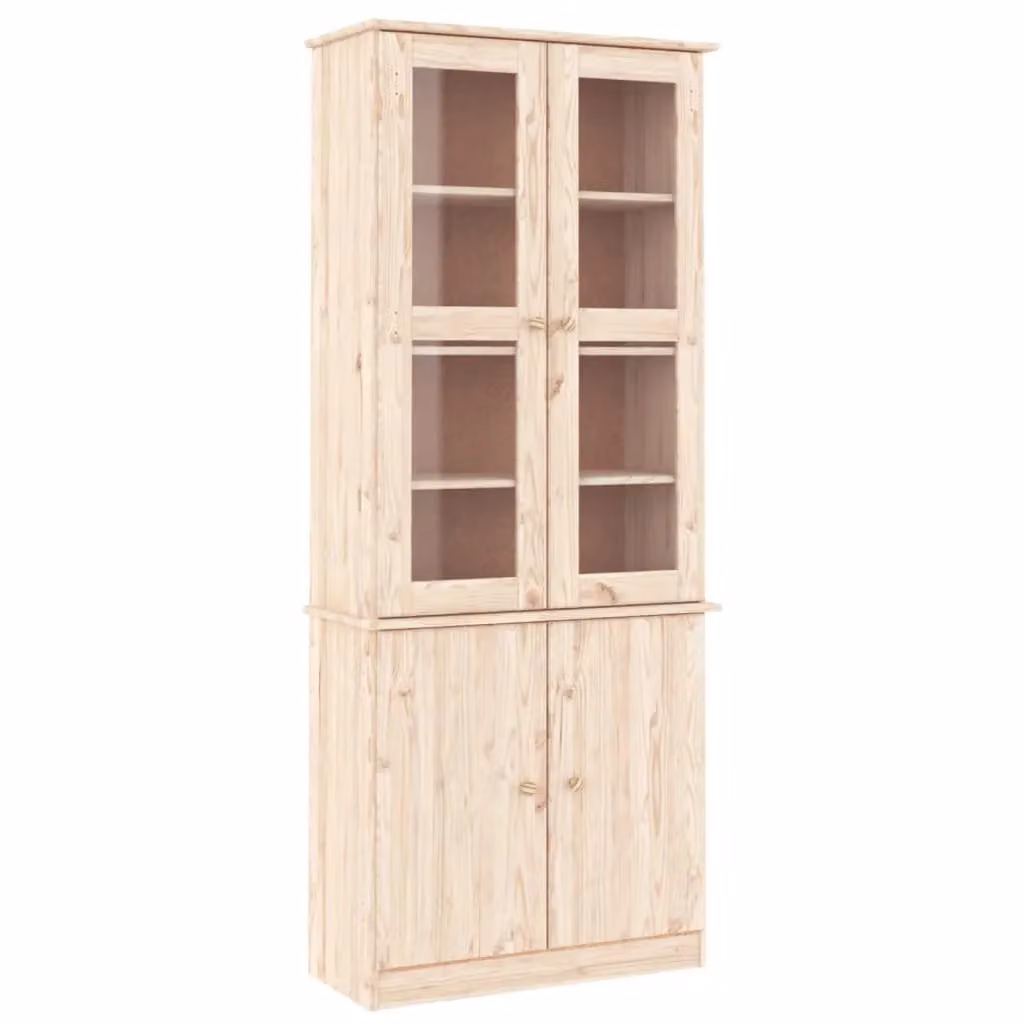 Berkfield Home ALTA Glass Display Cabinet in Brown Solid Pine, W/D/H: 77 x 35 x 186.5 cm – 2