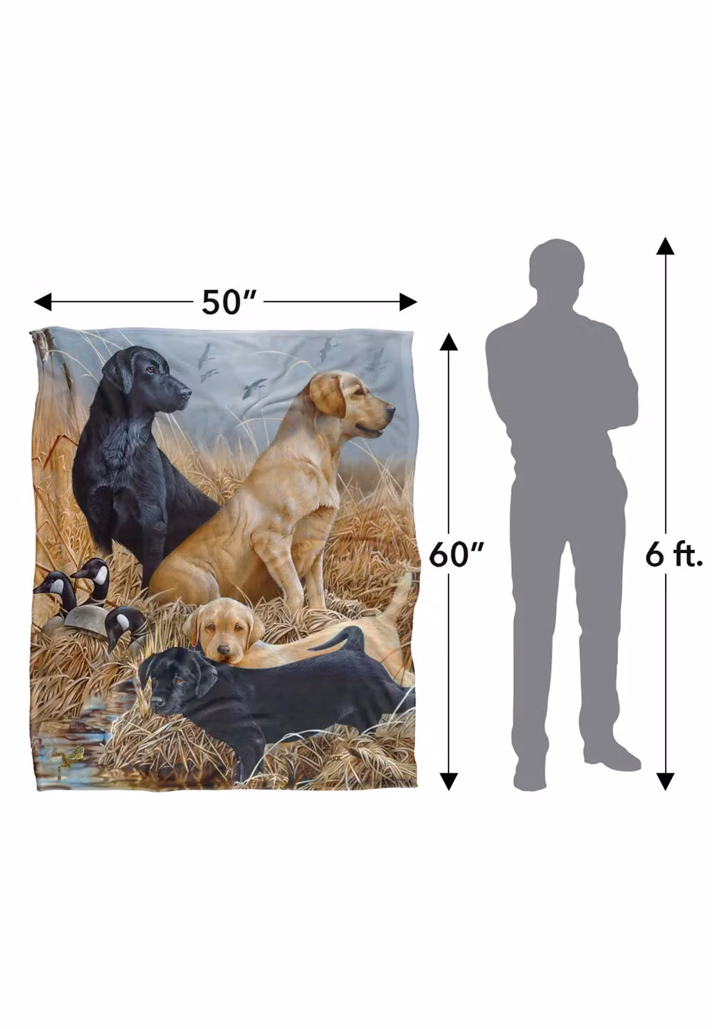 JQ Licensing Labrador Hunting Dogs Silky Touch Super Soft Fleece Throw Blanket, White, W/D/H: 152 x 127 cm – 4