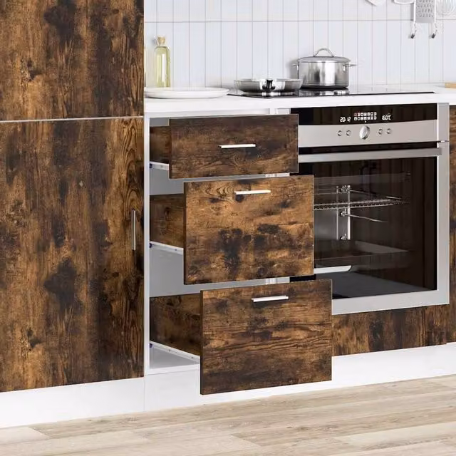 Berkfield Home Durable Bottom Cabinet in Smoked Oak Brown, W/D/H: 40 x 46 x 81.5 cm