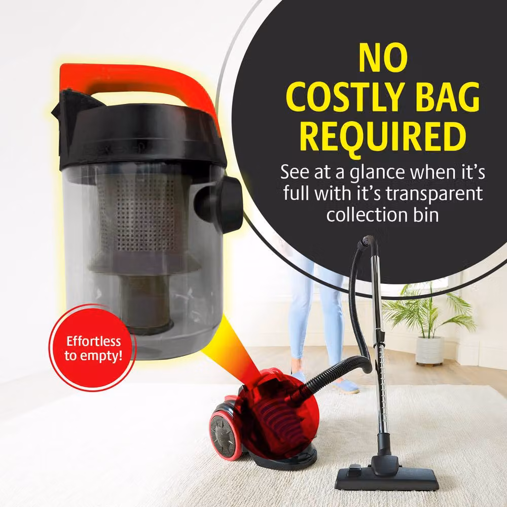 Bergstrom Lightweight Cyclonic Bagless Vacuum Cleaner in Black with HEPA Washable Filter – 5