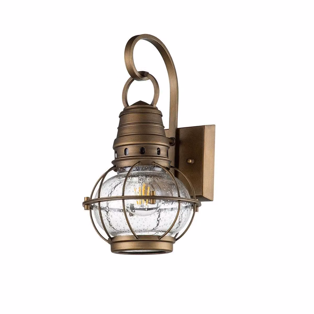 Kichler Bridgepoint Outdoor Wall Lantern in Natural Brass and Yellow – 2