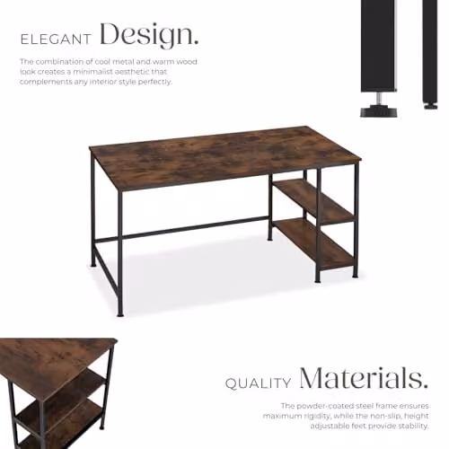 tectake Computer Desk in Brown with MDF Laminate Top and Metal Frame, W/D/H: 120 x 60 x 75.5 cm – 5