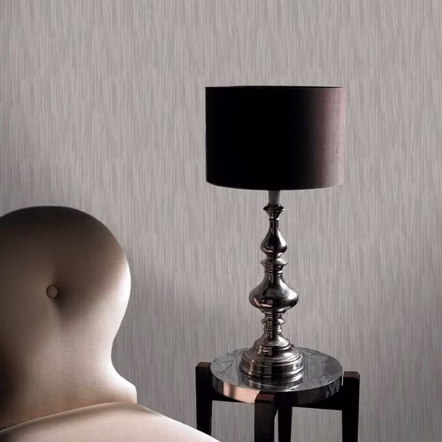 Grandeco Silk Plain Modern Wallpaper in Silver and White with Satin Gloss Finish