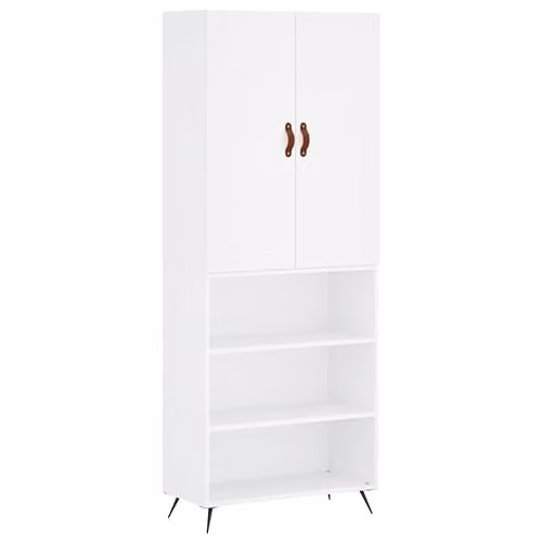 vidaXL Modern White Highboard with Hinged Doors and Internal Shelves, W/D/H: 69.5 x 34 x 180 cm