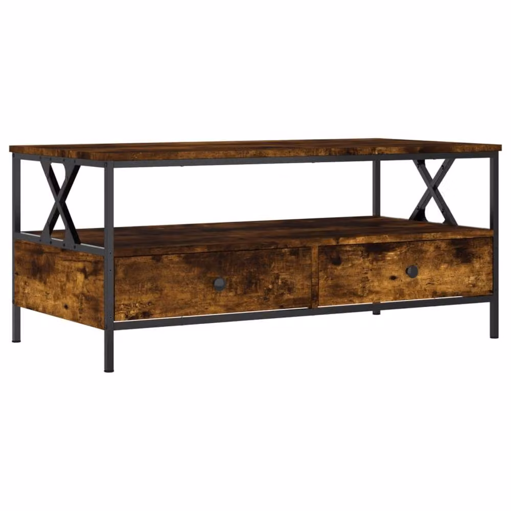 Berkfield Home Smoked Oak Decorative Coffee Table in Brown, W/D/H: 100 x 51 x 45 cm – 3