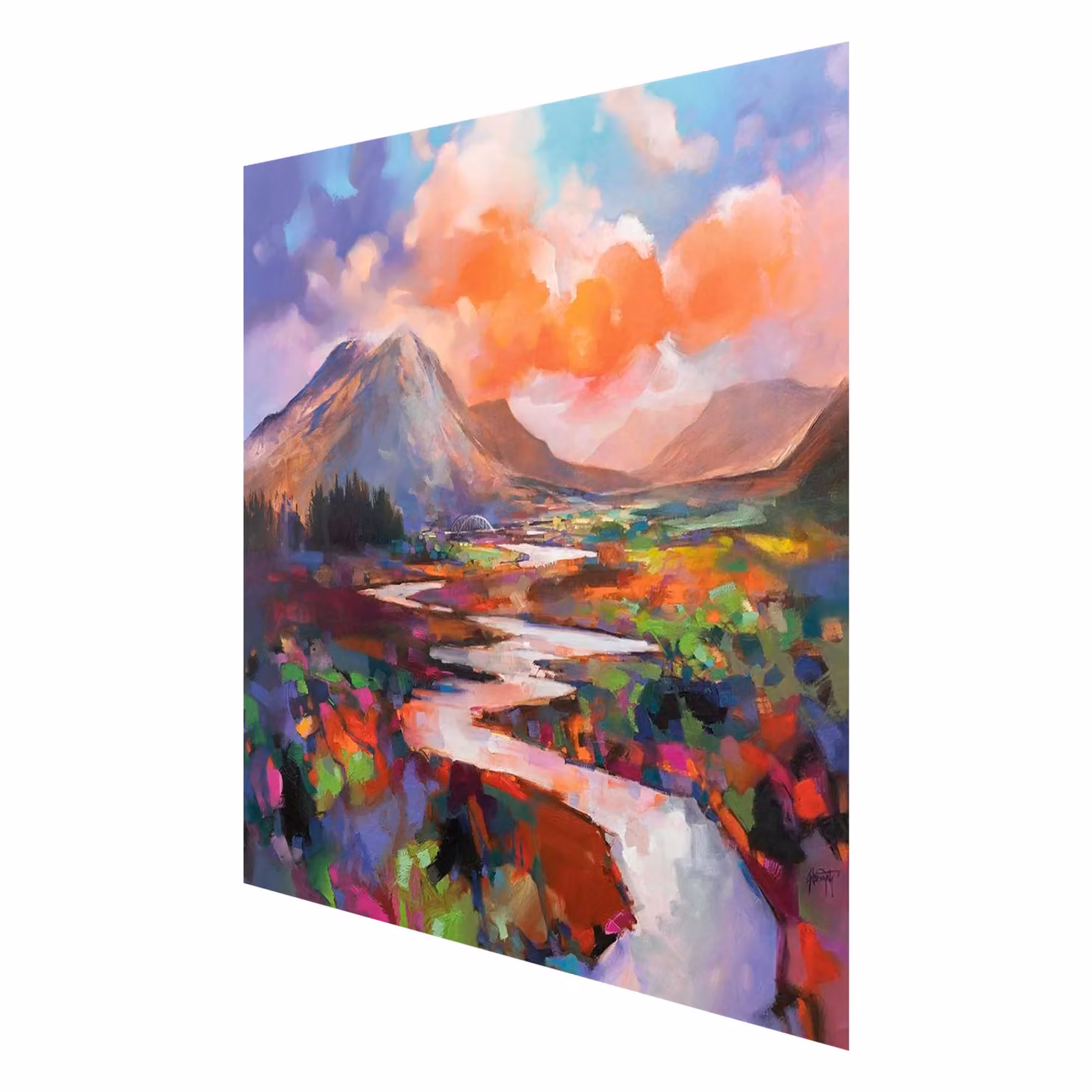 Scott Naismith Etive Flow Multicolour Abstract Landscape Framed Canvas Print – 2