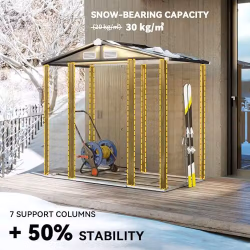 Outsunny Metal Garden Shed with Lock and Foundation Kit in Sand – 3