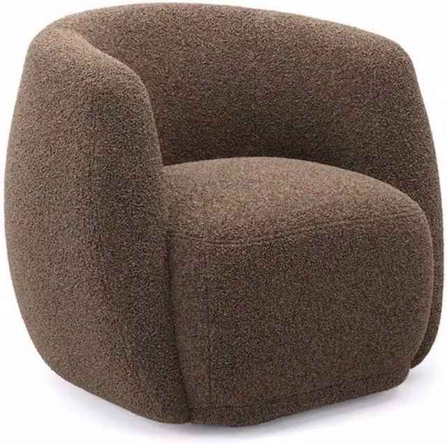 Lemon Pavilion Furniture Clay Indoor Tub Chair in Brown Sherpa Fabric, W: 82 cm, D: 79.5 cm, H: 72 cm