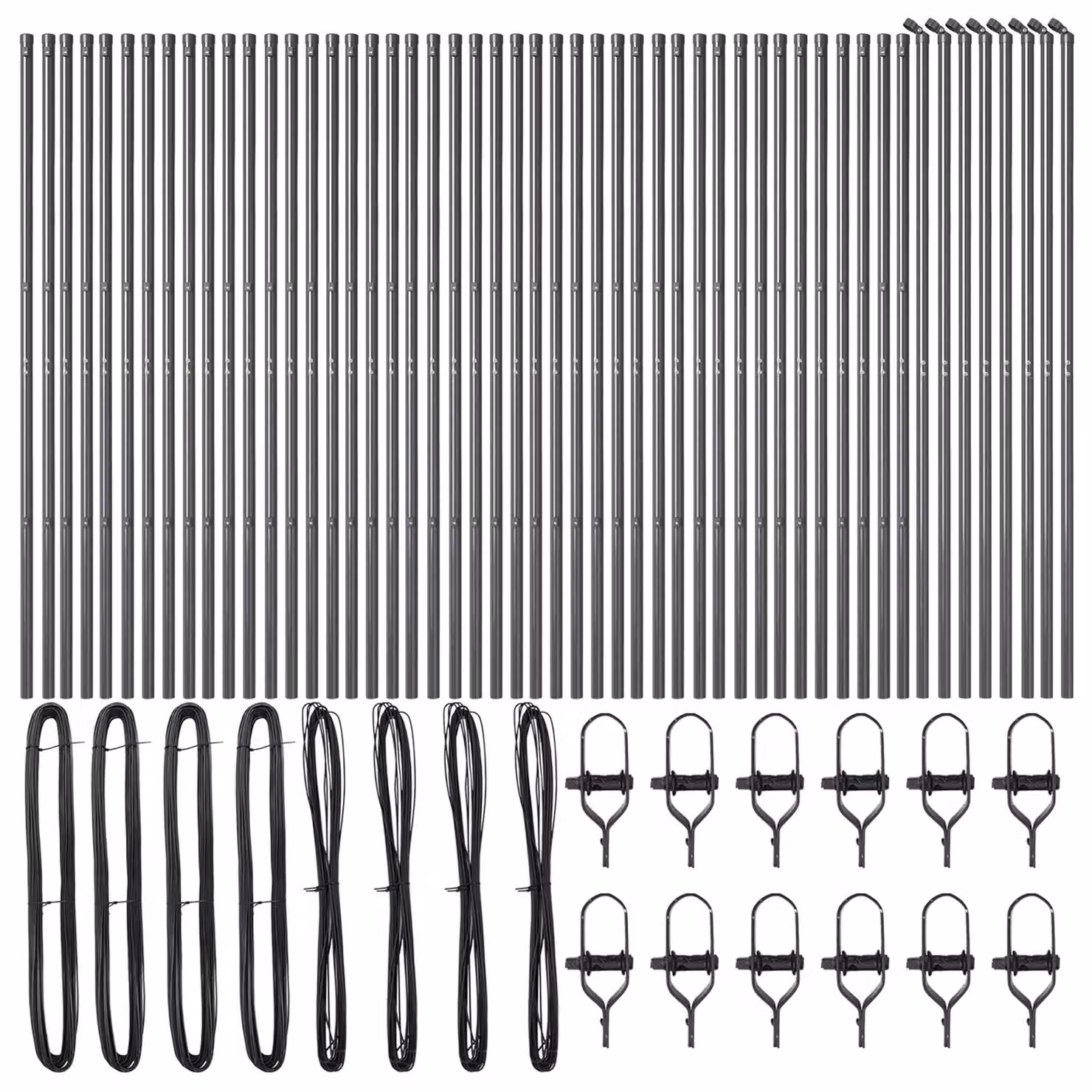 Berkfield Home 52 Piece Grey Galvanised Steel Round Fence Posts, H: 210 cm, Diameter: 32 mm – 2