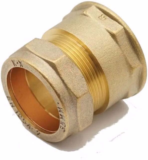 Prima Plus Brass Compression Adaptor 35mm x 1.1/4" Female, Gold