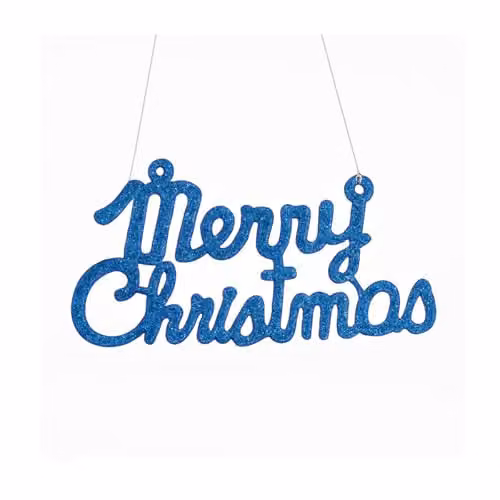 Melody Maison Blue and Gold Glitter Merry Christmas Hanging Wall Plaque – 2