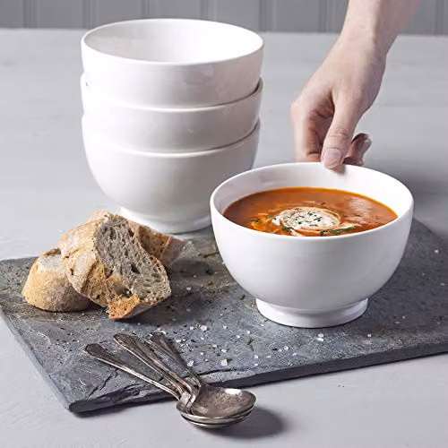 WM Bartleet & Sons 1750 Set of 4 White Porcelain Individual Soup, Cereal, Rice, Noodle and Salad Bowls, Diameter: 14 cm – 2