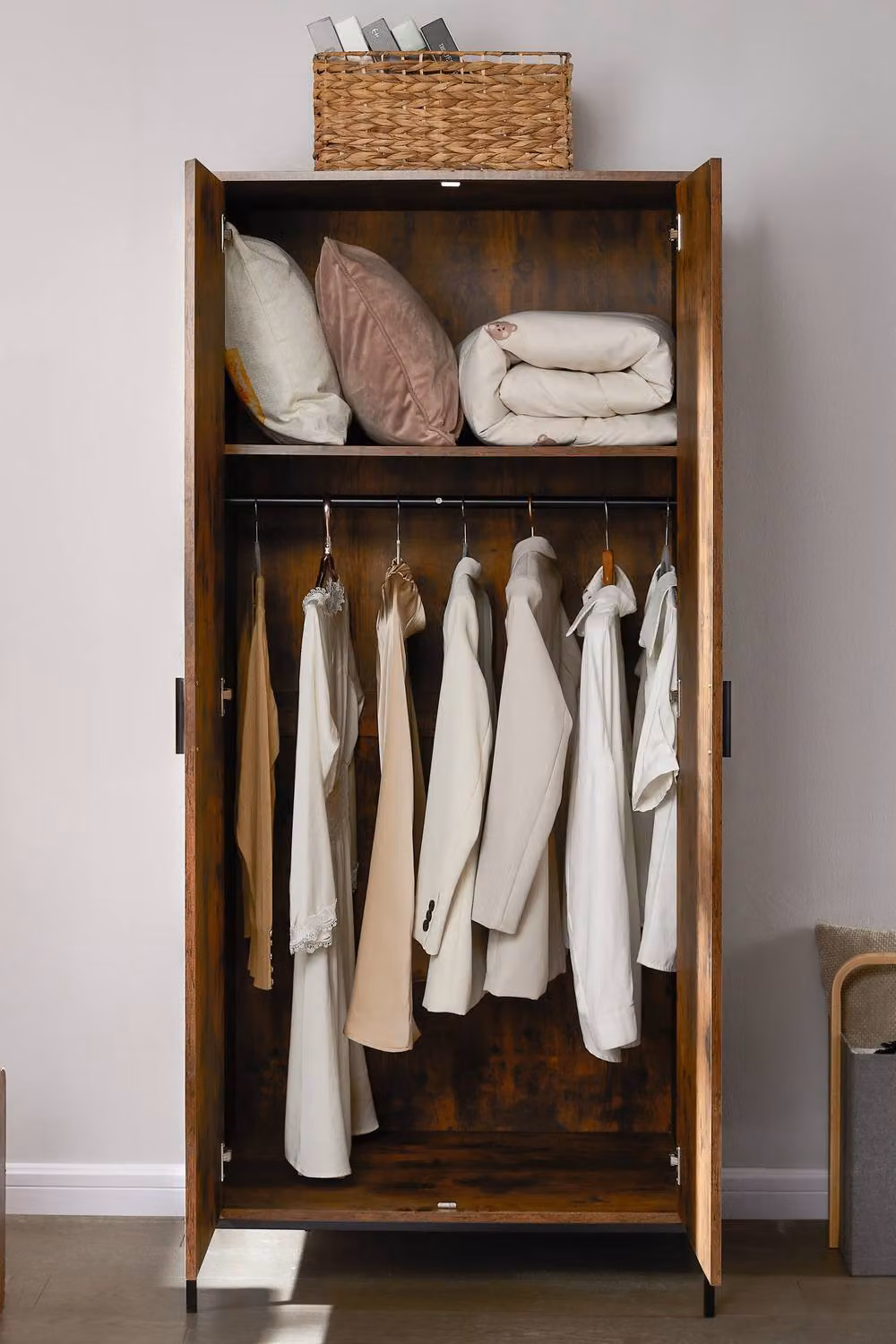 HD Designs Brooklyn 2 Door Wardrobe in Dark Brown, W/D/H: 180 x 83 x 52 cm – 2