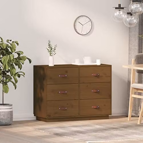 vidaXL Scandinavian Solid Wood Pine Sideboard in Brown, W/D/H: 100 x 40 x 75 cm – 2