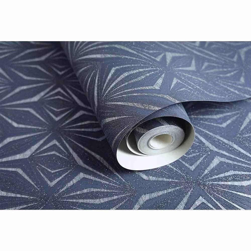 Holden Decor Prism Geometric Blue Metallic Textured Glitter Motif Wallpaper – 2