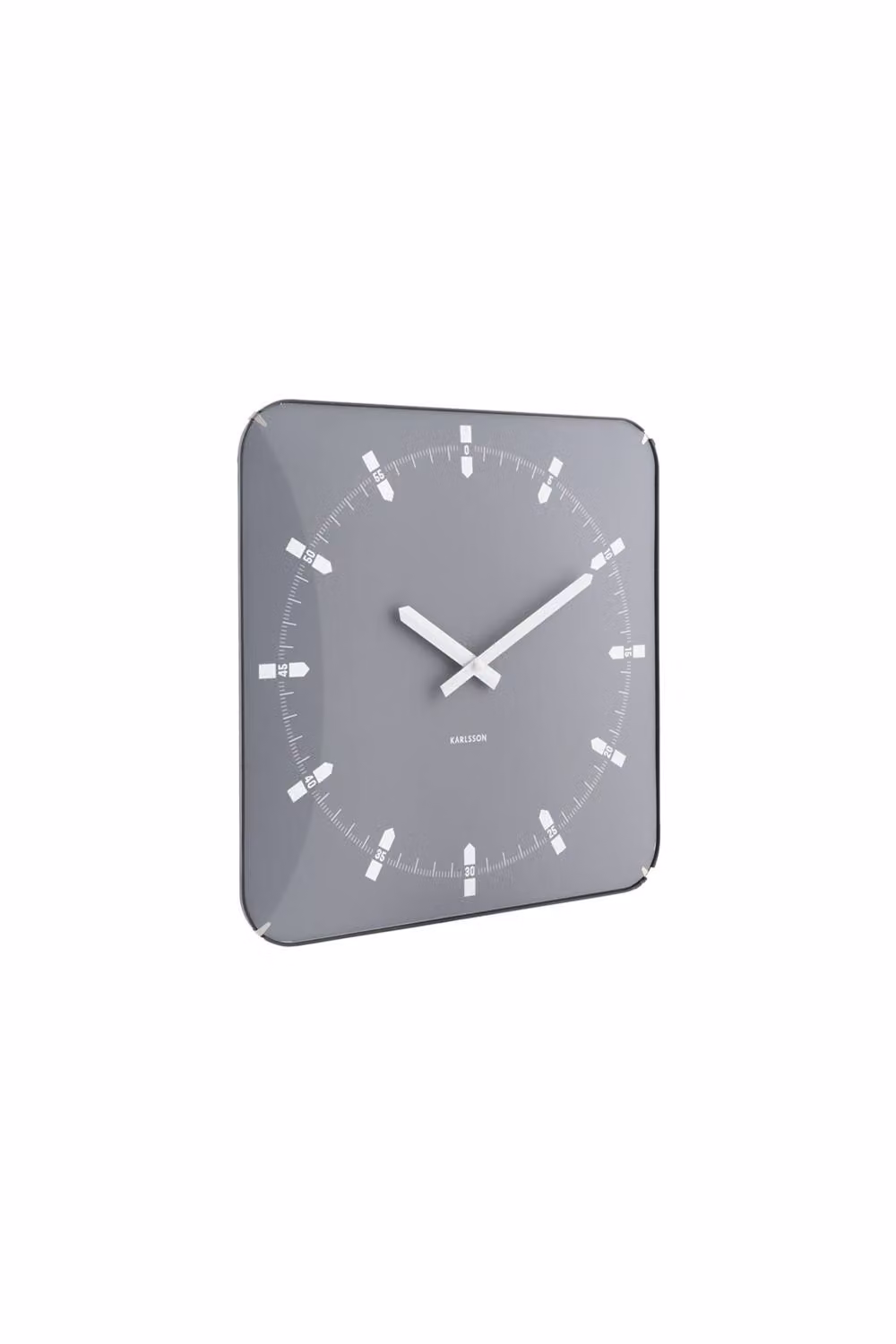 PRESENT TIME Karlsson Square Wall Clock with Sucinto Dome in Cool Grey – 3