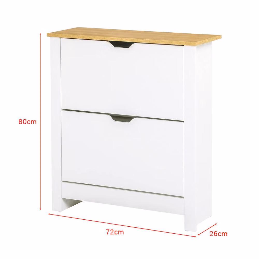 ERGOVEXA Narrow White Shoe Cabinet with 2 Tilting Compartments and Adjustable Internal Shelves – 2