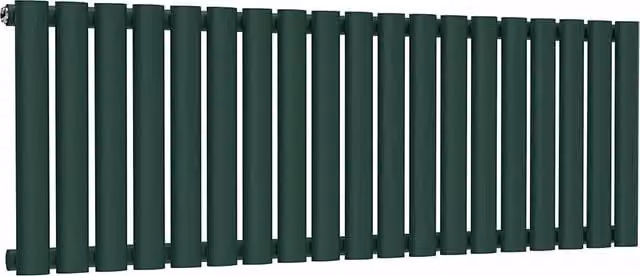 Lux Heat Oval Horizontal Single Steel Radiator in Green, W: 114 cm, H: 40 cm, D: 40 cm