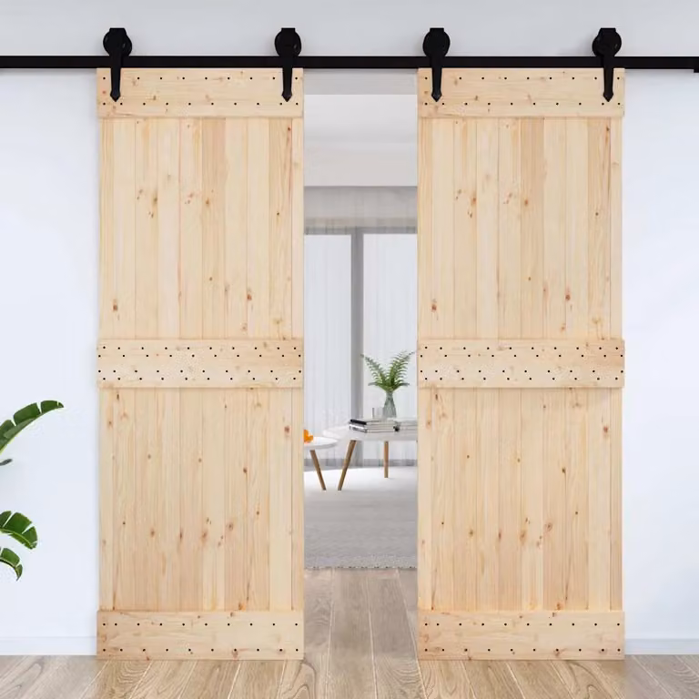 Berkfield Home Narvik Rustic Sliding Wood Door, Brown, W: 80 cm, H: 210 cm