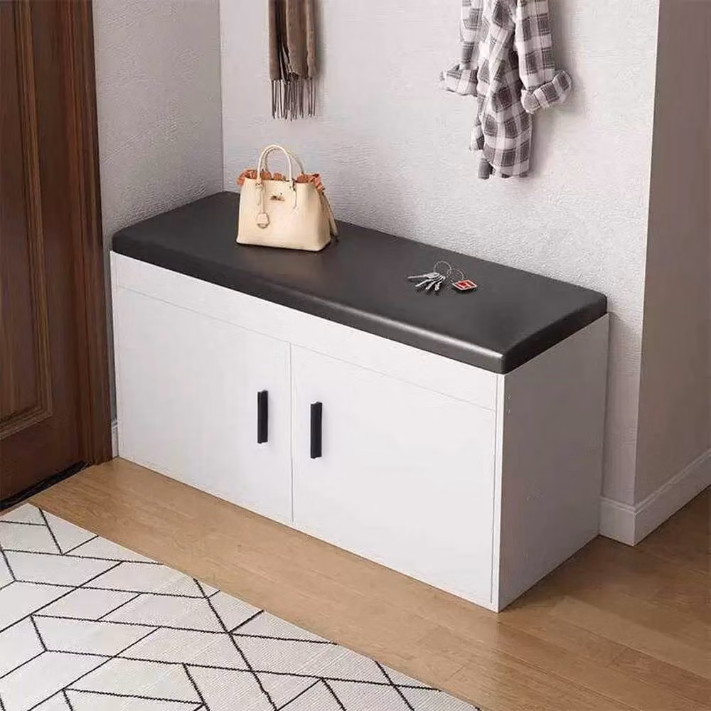 EONLION White Upholstered Shoe Storage Bench for Hallways, Width: 100 cm – 3