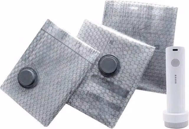 FLAVORA 12-Piece Vacuum Storage Bag Set with Electric Air Pump in Silver, 50 cm