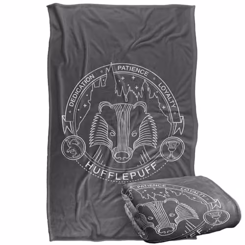 Warner Bros. Harry Potter Hufflepuff Line Art Badge Super Soft Fleece Throw Blanket, Multicolour, W/D/H: 91 x 147 cm – 1