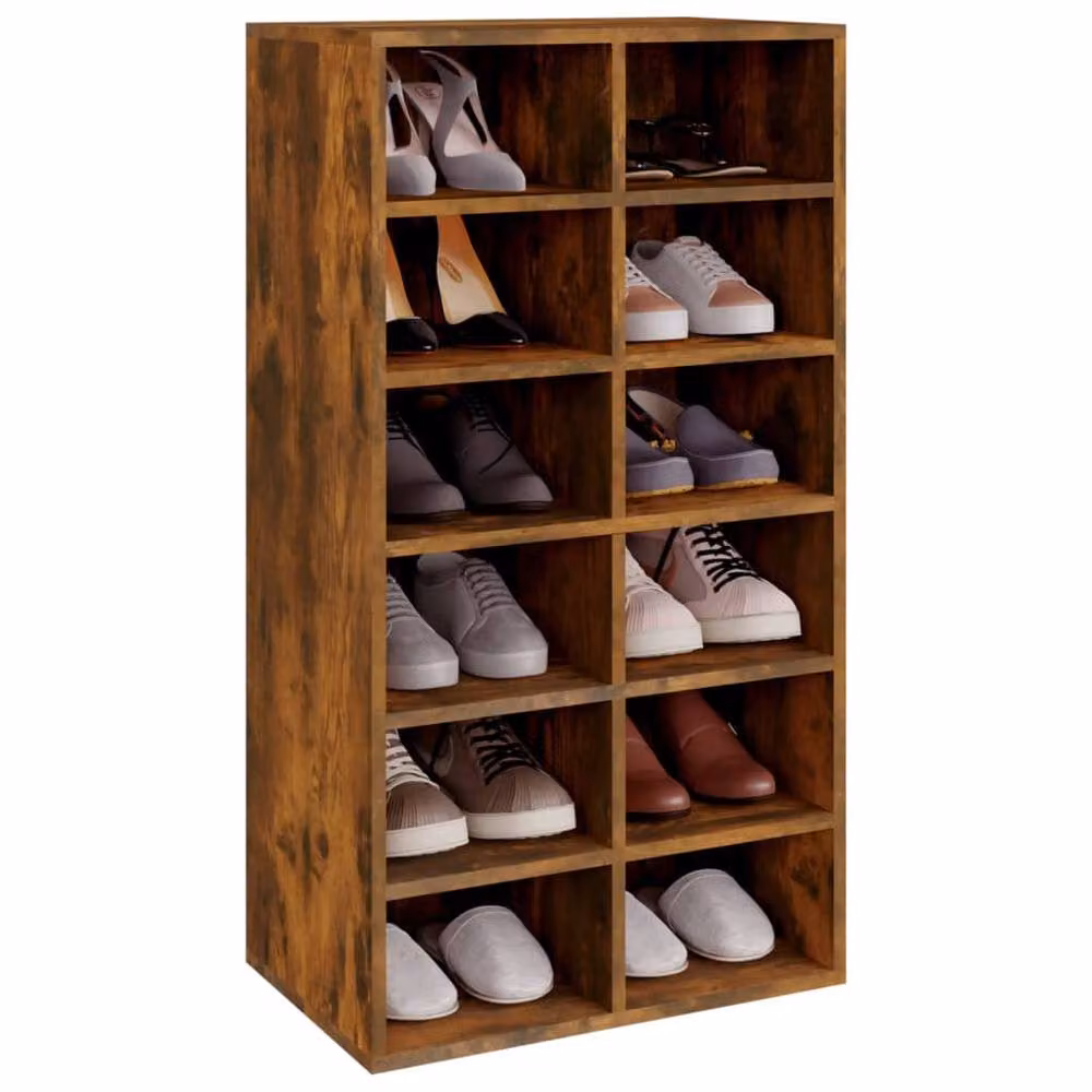 Berkfield Home Smoked Oak Shoe Rack, Brown, W: 54 cm, D: 34 cm, H: 100.5 cm – 3