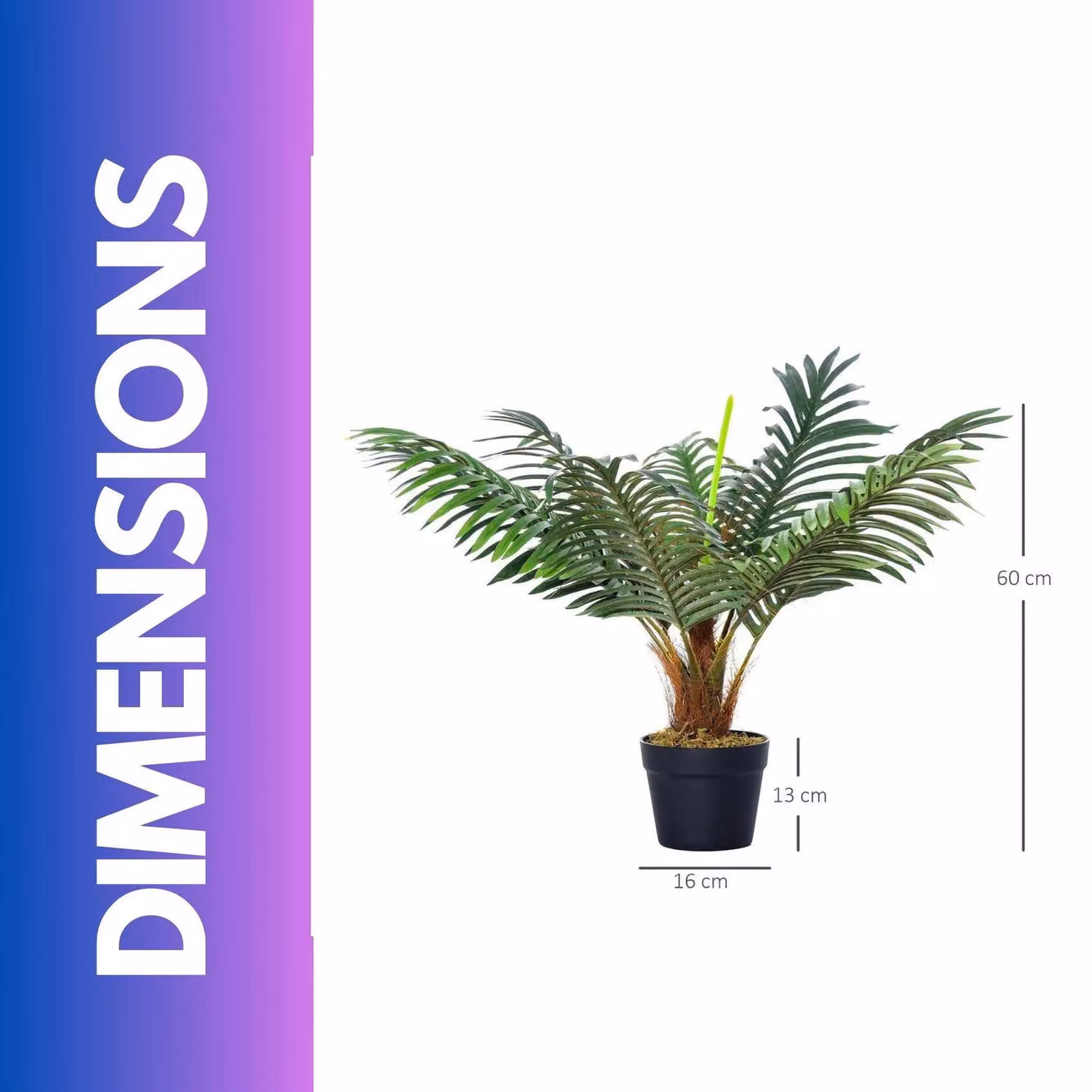FURNOS Green Artificial Potted Palm Plant, Height: 60 cm – 3