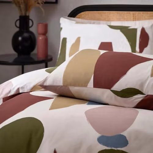 HOEM Meta Abstract Geometric Cotton Rich Reversible Duvet Cover Set with Pillowcase, Multicolour, Double (140 x 200 cm) – 3