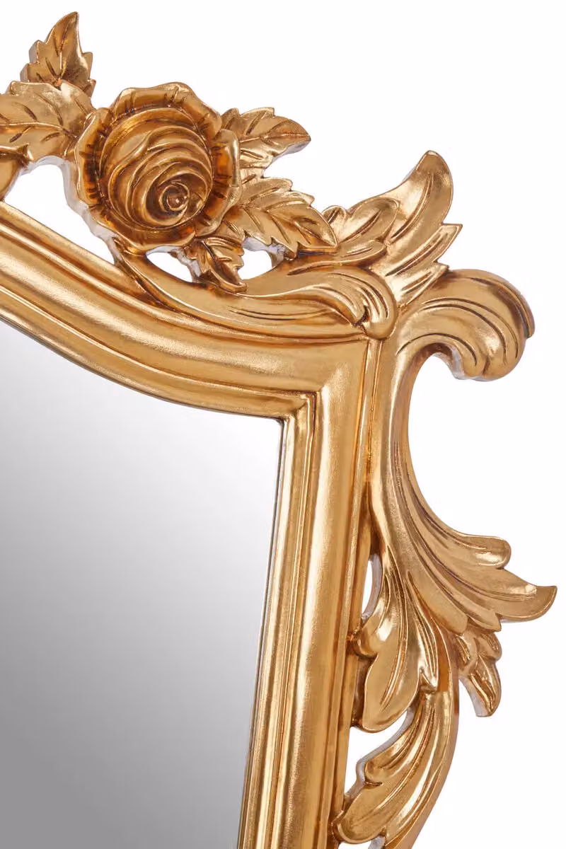 Orsina Classic Floral Rectangular Wall Mirror in Gold and Grey, W/D/H: 116 x 8 x 116 cm – 3