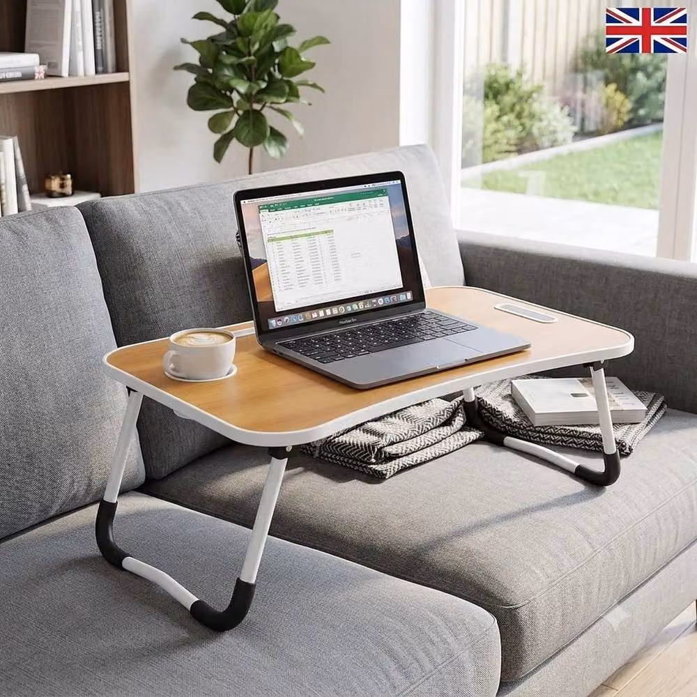 SPETLEK Folding Laptop Table Stand Bed Tray in Brown – 3