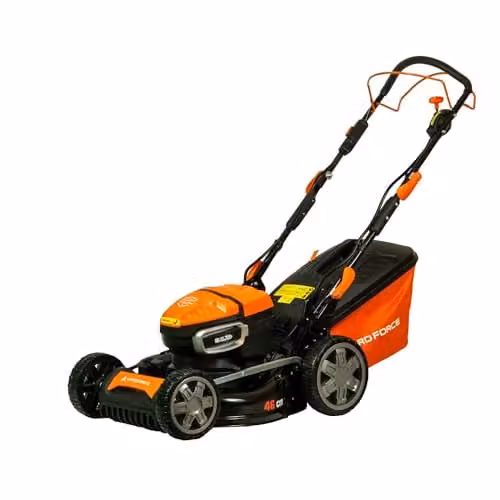 Yard Force 46cm Cordless Self-Propelled Lawn Mower with 58V LFP Battery, Brushless Motor, 60L Collection Bag and Mulching Kit, Orange – 1