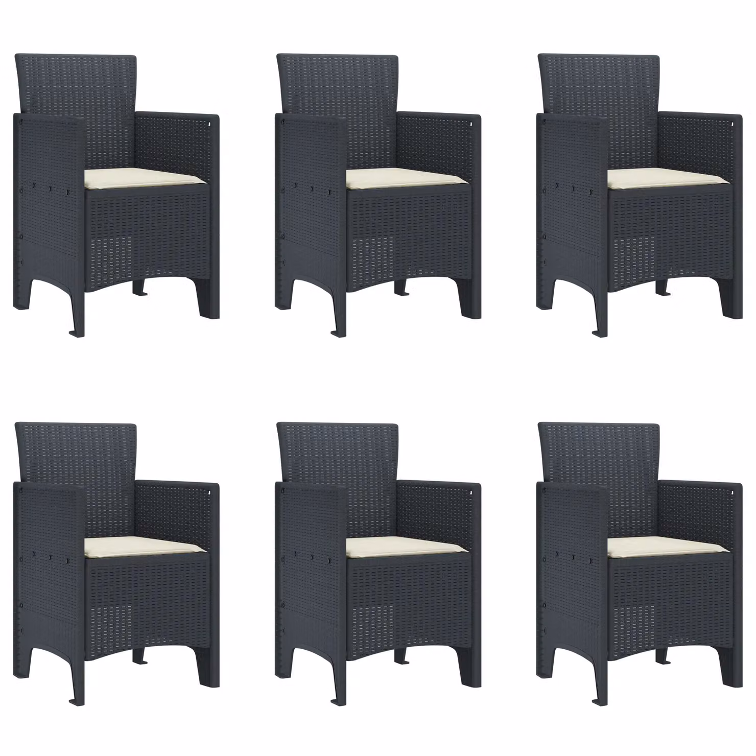 Berkfield Home 7 Piece Anthracite Poly Rattan Garden Dining Set with Cushions – 3