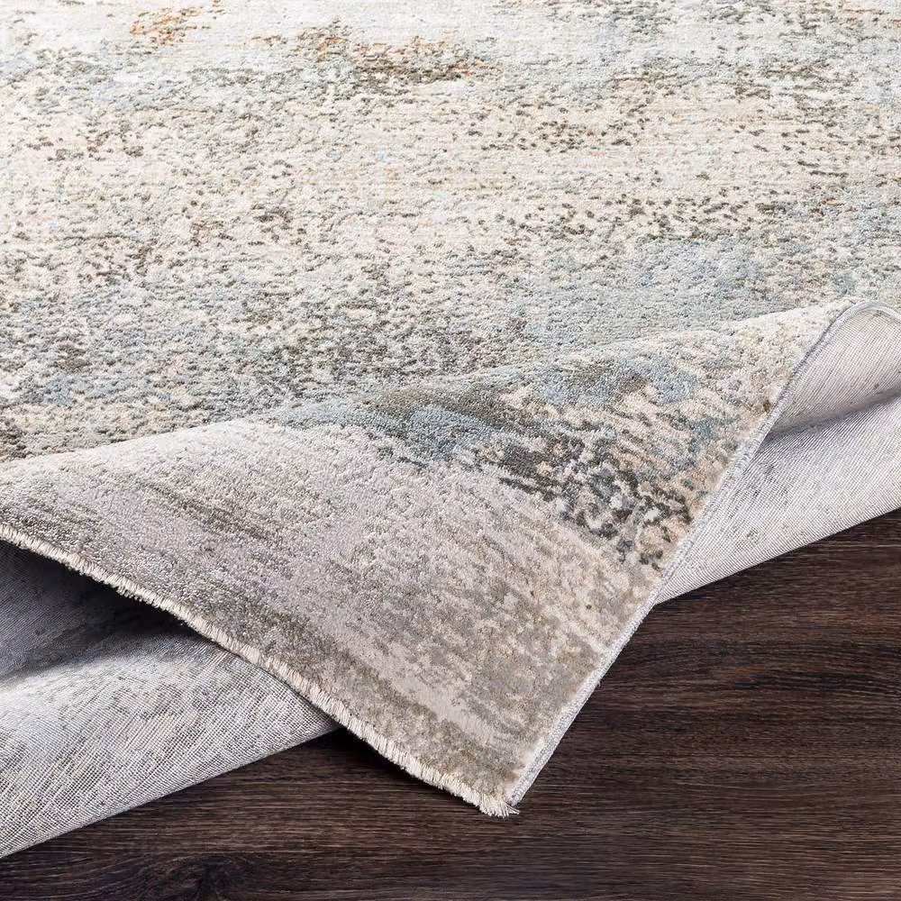 Livabliss Brunswick Abstract Modern Marble Living Room Rug in Blue, Beige and Grey with Fringes, W: 150 cm, D: 230 cm – 3