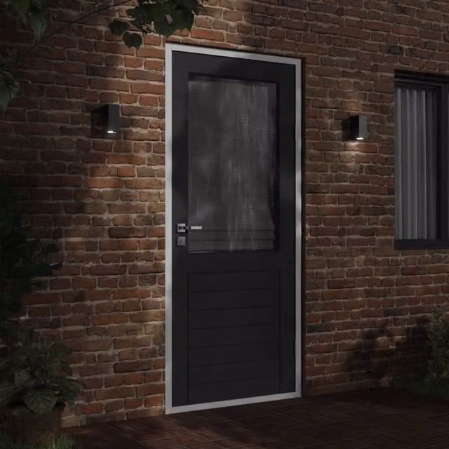 Berkfield Home Set of 2 Black Modern Outdoor Wall Lights in Die-cast Aluminium and Glass
