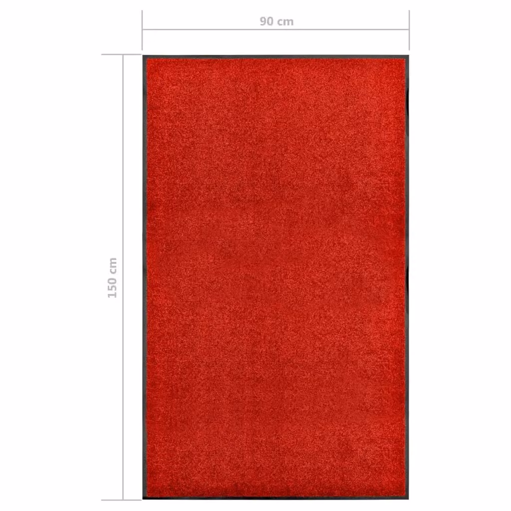 Berkfield Home Washable Non-Slip Red Doormat W: 90 cm, D: 150 cm – 3