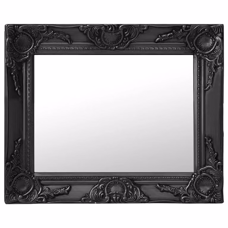 Berkfield Home Baroque Style Wall Mirror, Black, W: 50 cm, H: 40 cm