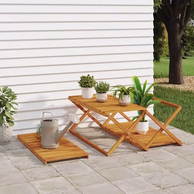 Berkfield Home Beautiful 3-Tier Folding Acacia Wood Shoe Rack, Brown, W: 70 cm, D: 31 cm, H: 63 cm
