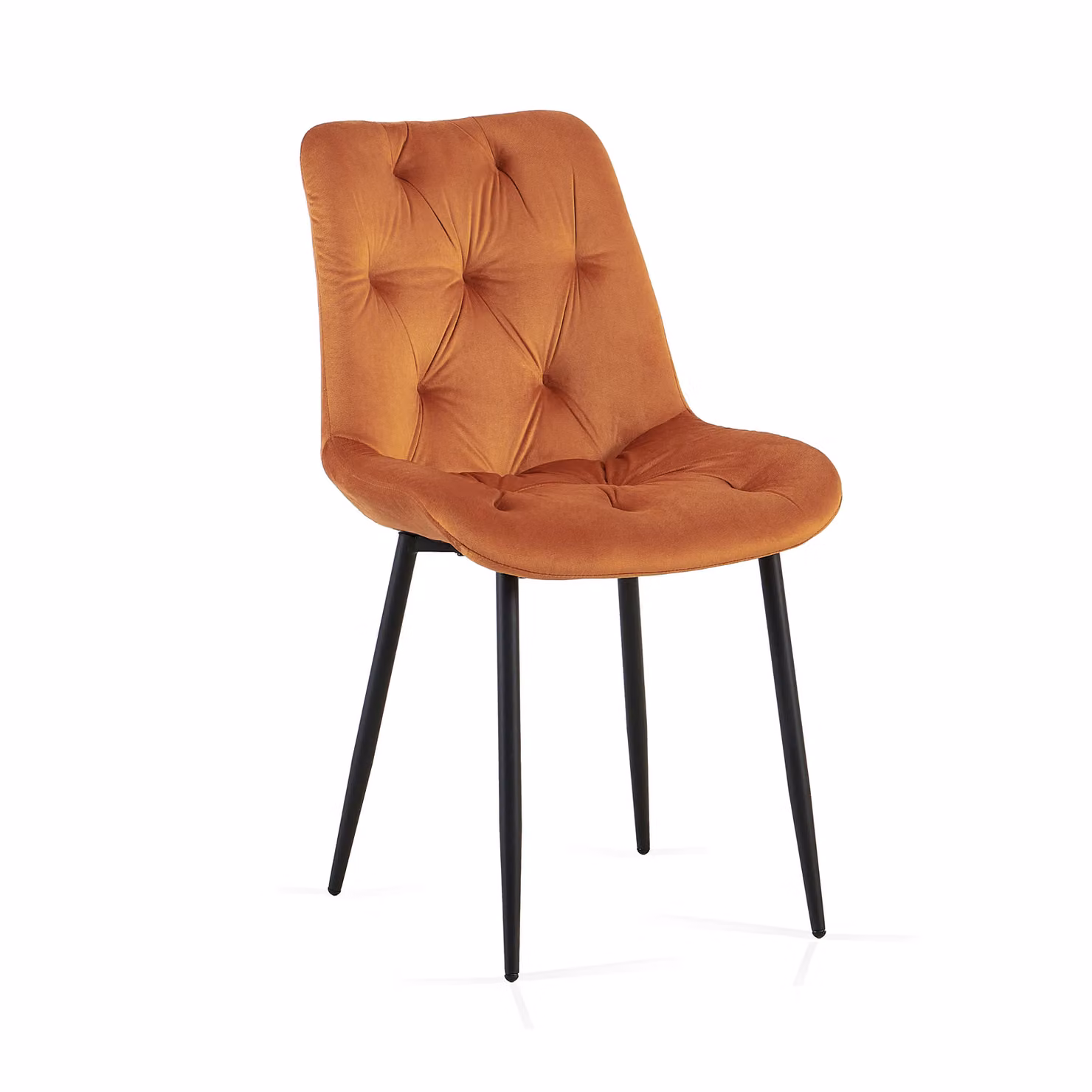 SONARA Modern Set of 4 Orange Velvet Dining Chairs with Ergonomic Upholstered Seats and Metal Legs – 6