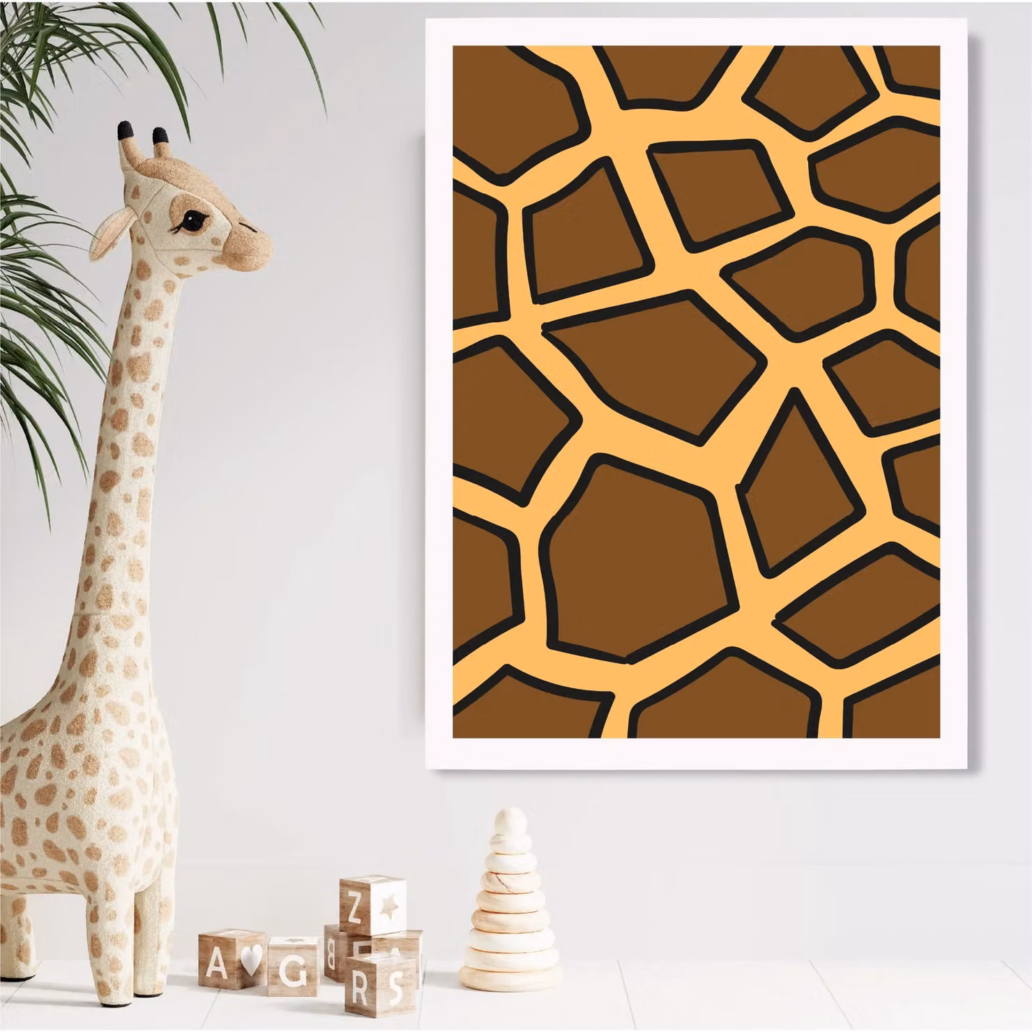ARTZE Giraffe Print Framed Paper Poster with White and Brown Frame, A4 – 2