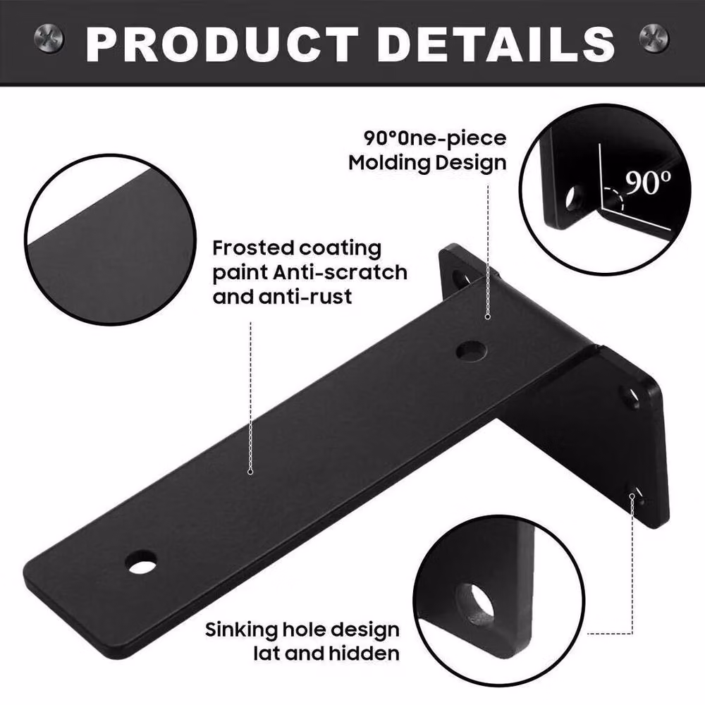 SPETLEK Steel Floating Shelf Supports, Black, 15 cm, 4 Pieces – 3