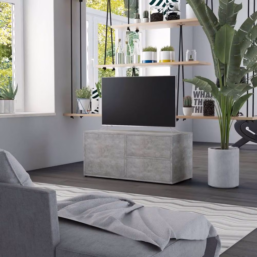 Berkfield Home TV Cabinet in Concrete Grey, W/D/H: 80 x 34 x 36 cm – 2